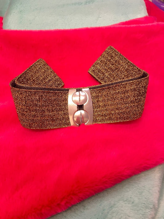 BELT ELASTIC GLITTER gold black 80S GOLD