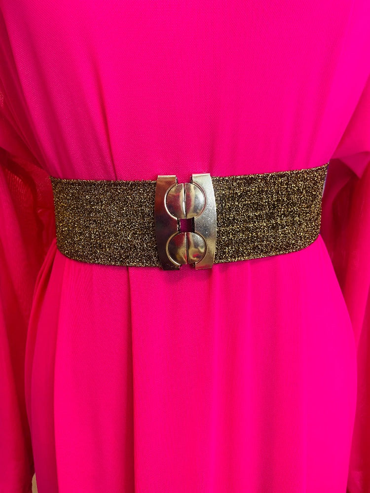 BELT ELASTIC GLITTER gold black 80S GOLD