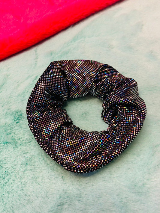 Scrunchie - Black & Silver Holographic