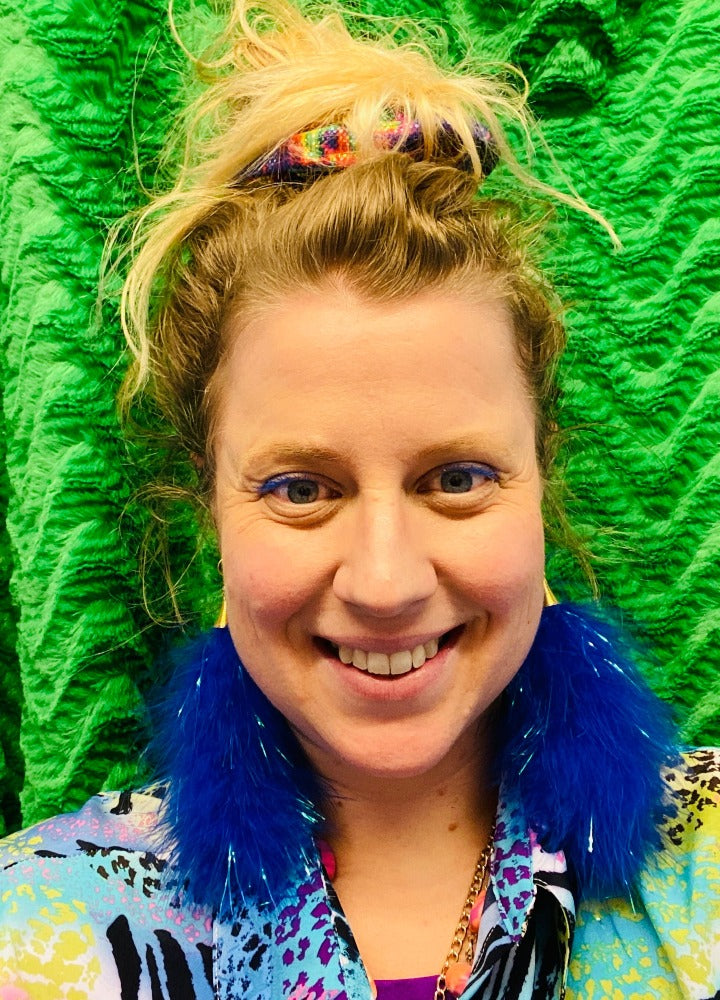 Earrings - Fluff Boa - Blue