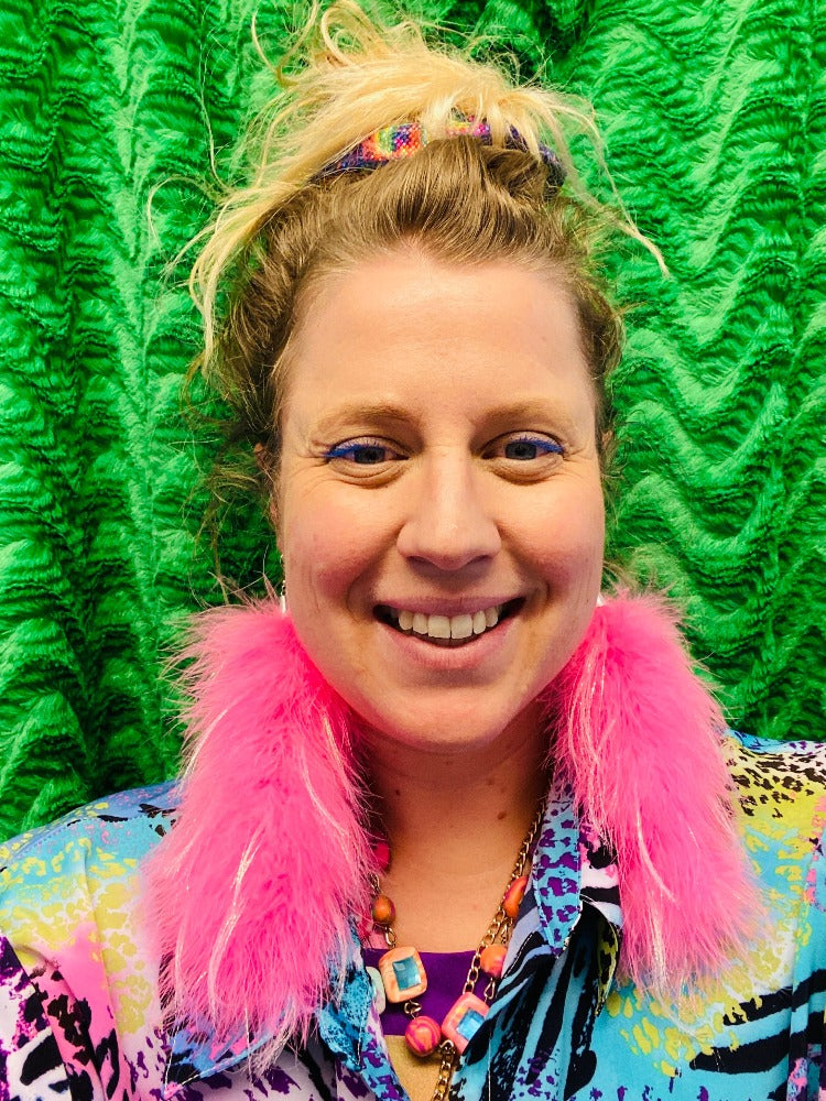 Earrings - Fluff Boa - Pink