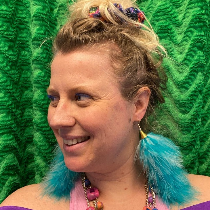 Earrings - Fluff Boa - Aqua