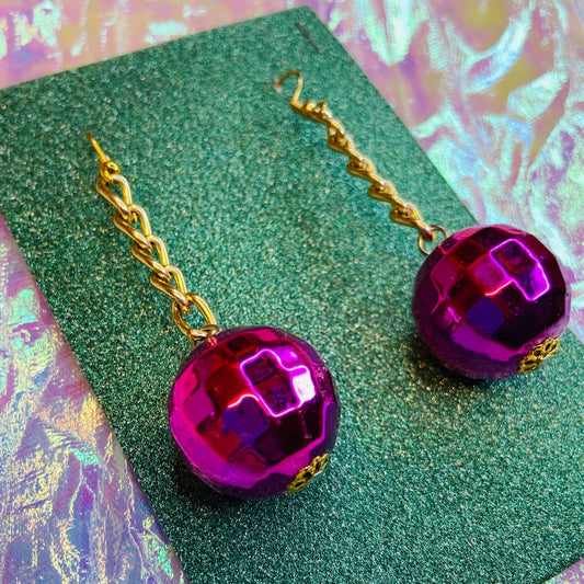 Earrings - Discoball - Pink
