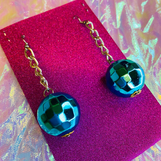 Earrings - Discoball - Aqua