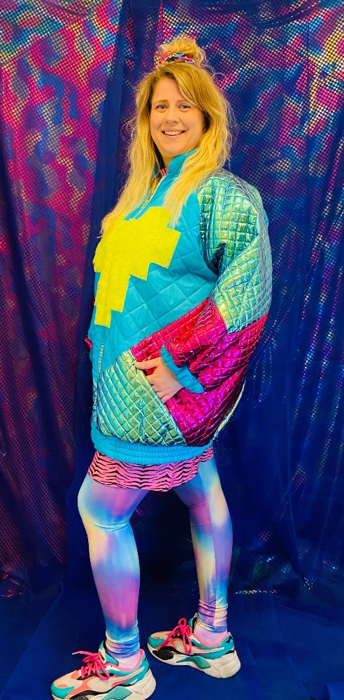 🌈 Handmade colorful AMAZING Jacket. With faux fur heart and with pockets! Iconic piece! 🧵One piece available! 🛒This product is finished and ready to send! 📏 One size. Modelsize is XL 🎨 Wanna have a custom made size or design? YOU can also choose for different other fabric or color!! Contact us! Info@sabinestaartjes.com