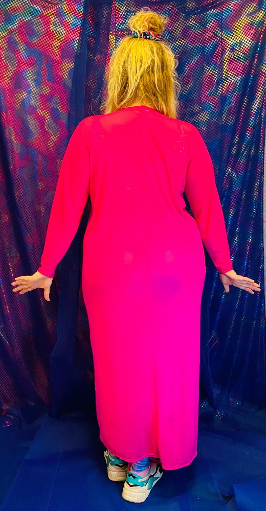 🌈 Handmade colorful Pink See Through Dress. Iconic piece!   🧵One piece available!   🛒This product is finished and ready to send!  📏 One size. Model size is XL  🎨  Wanna have a custom made size or design?   YOU can also choose for different other fabric or color!! Contact us! Info@sabinestaartjes.com