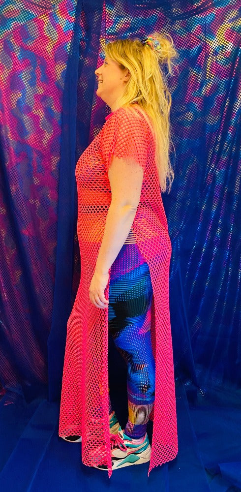 🌈 Handmade colorful Pink See Through Mesh Dress.  🛒This product is finished and ready to send!  📏 One size. Model size is XL  🎨  Wanna have a custom made size or design? YOU can also choose for different other fabric or color!! Contact us! Info@sabinestaartjes.com