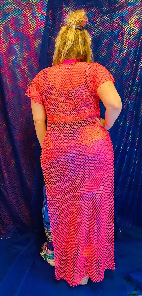 🌈 Handmade colorful Pink See Through Mesh Dress.  🛒This product is finished and ready to send!  📏 One size. Model size is XL  🎨  Wanna have a custom made size or design? YOU can also choose for different other fabric or color!! Contact us! Info@sabinestaartjes.com