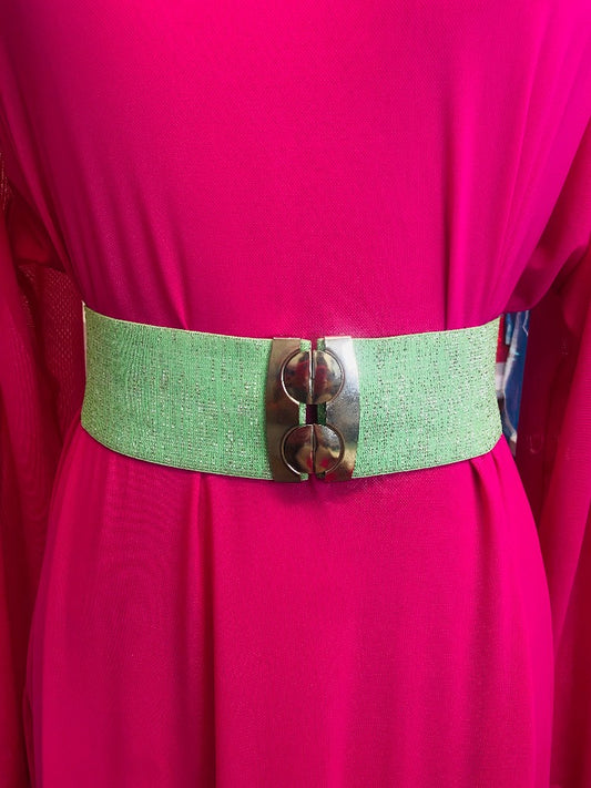 Belt - Silver Glitter on Green