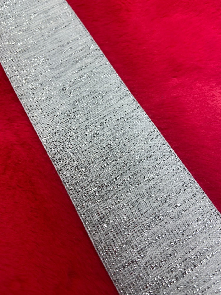 BELT ELASTIC White Silver GLITTER 80S GOLD