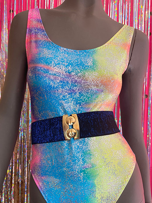 Belt - Blue Glitter on Black
