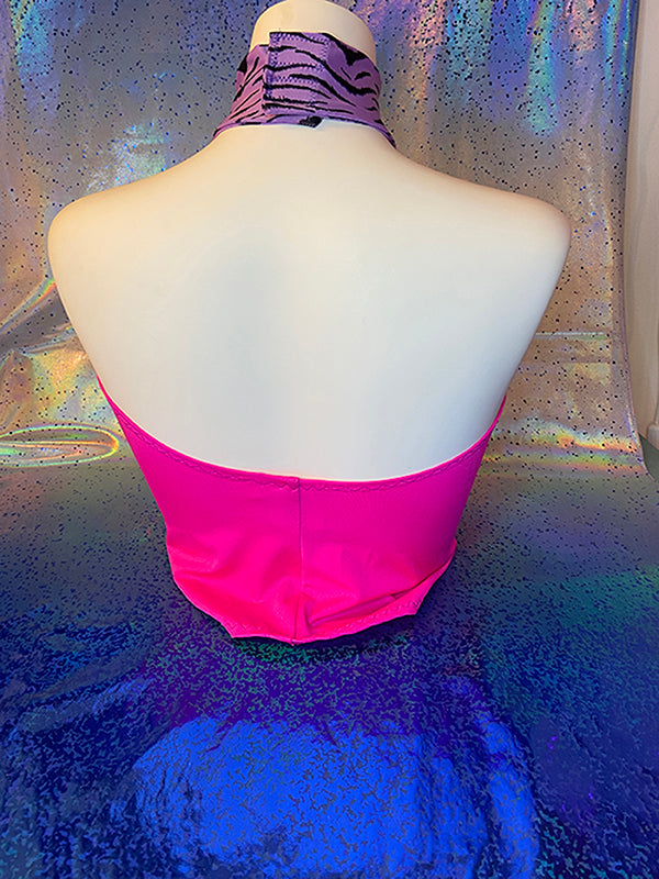 Turtleneck Top - Tiger Purple and Pink