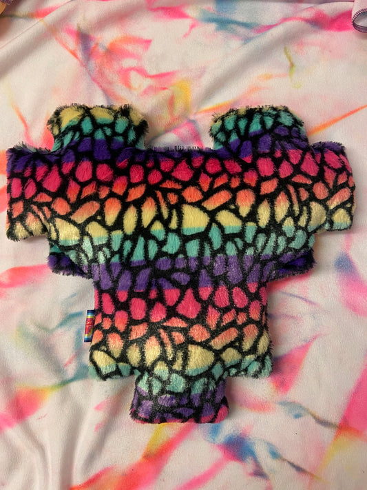 Cushion Heart - Rainbow Black Stripes