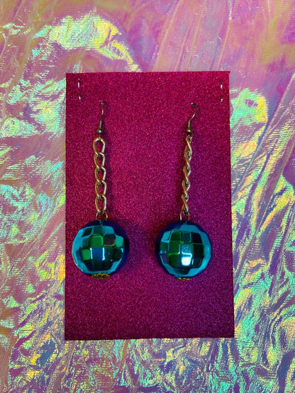 Earrings - Discoball - Aqua