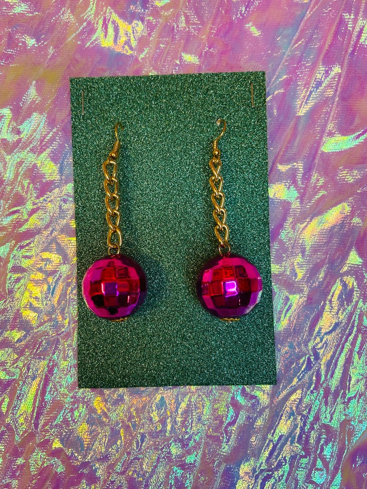 Earrings - Discoball - Pink