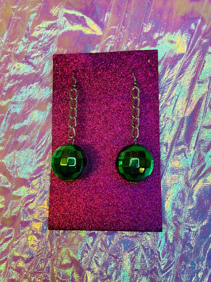 Earrings - Discoball - Green