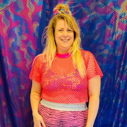 🌈 Handmade see through Neon Pink Mesh.  🛒This product is finished and ready to send!  📏 One size. Model size is XL  🎨  Wanna have a custom made size or design?   YOU can also choose for different other fabric or color!! Contact us! Info@sabinestaartjes.com