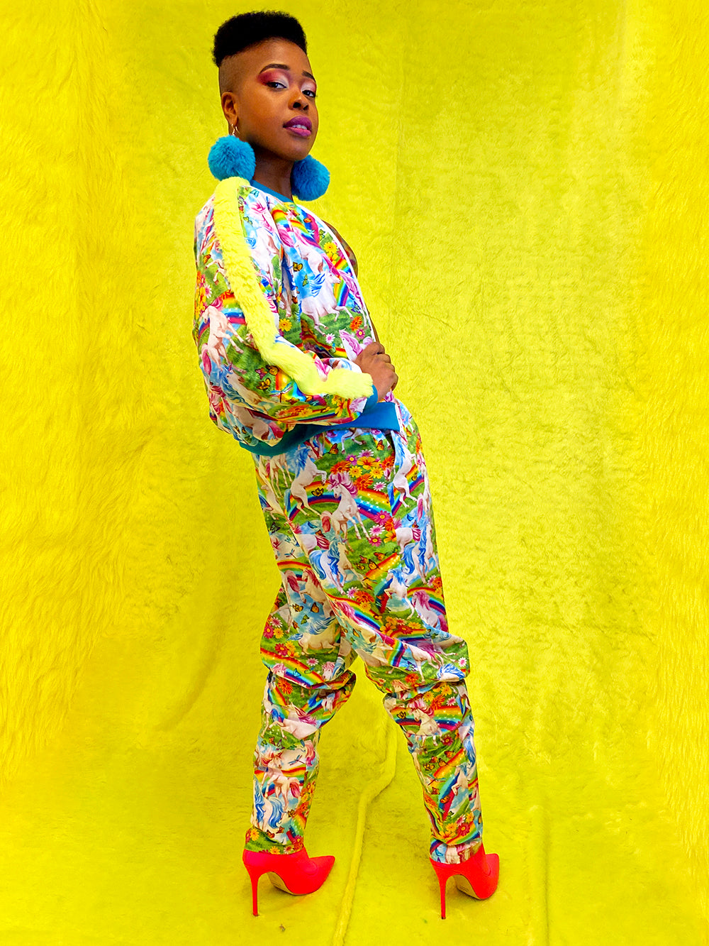 Bomberjacket - Reversible - Unicorn Rainbow   - Blue Neon Pink