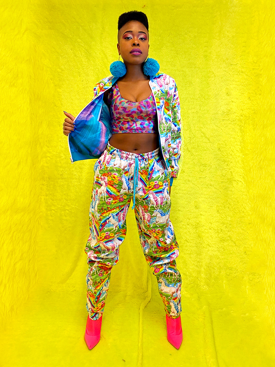 Bomberjacket - Reversible - Blue Neon Pink - Unicorn Rainbow