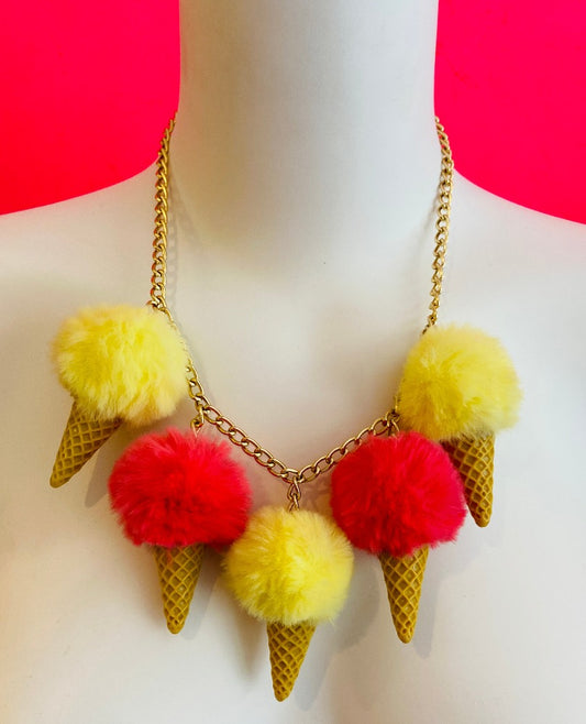 🌈 Colorful fluffy Necklace. So cute! And not heavy at all!  🛒This product is ready to send!  🎨 Color of the chain is gold  ⚖️ 53 gram in total  📏 30 cm   * Product can be slightly different than the photo