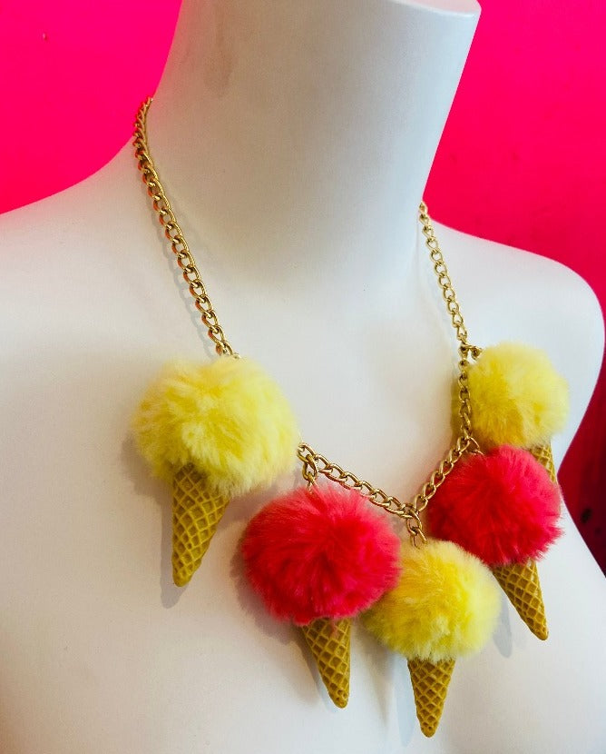 🌈 Colorful fluffy Necklace. So cute! And not heavy at all!  🛒This product is ready to send!  🎨 Color of the chain is gold  ⚖️ 53 gram in total  📏 30 cm   * Product can be slightly different than the photo